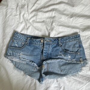 One Teaspoon Light Blue Distressed Jean Shorts Bonita
